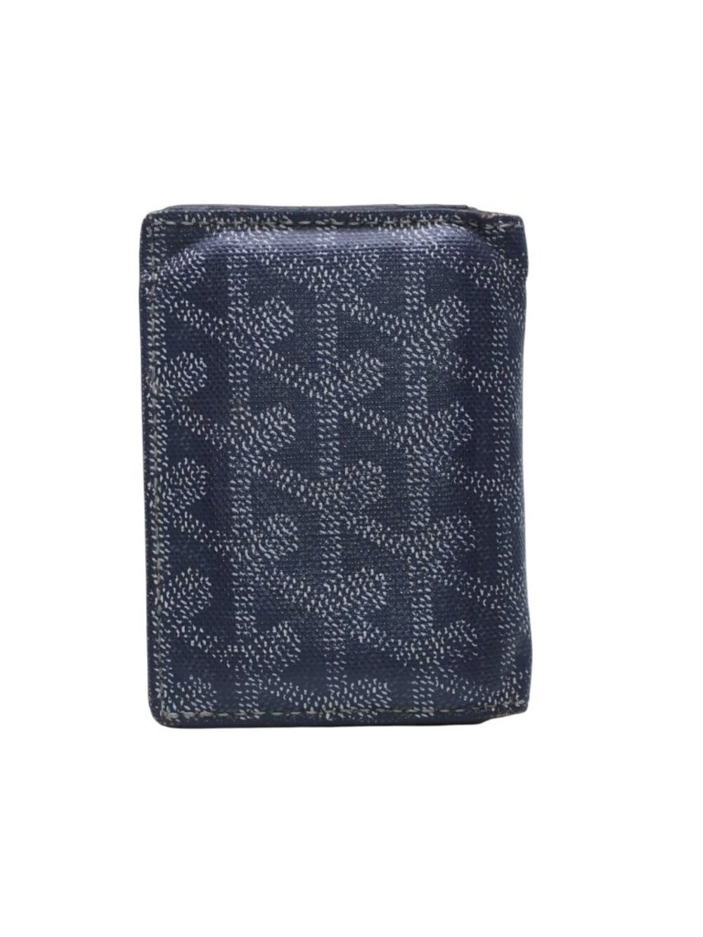 Goyard Saint Pierre Card Wallet Herringbone Pattern Canvas Leather Gray Yellow